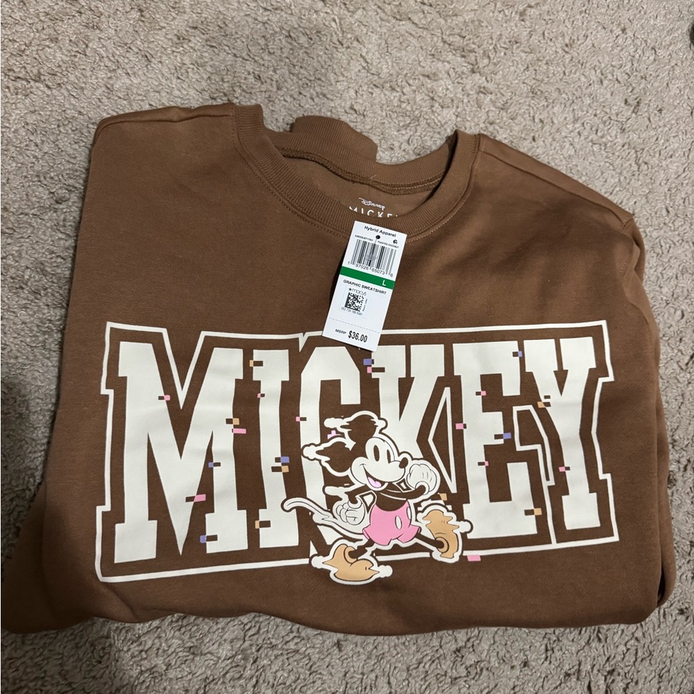 NWT Mickey Mouse Brown Womens Sweater L